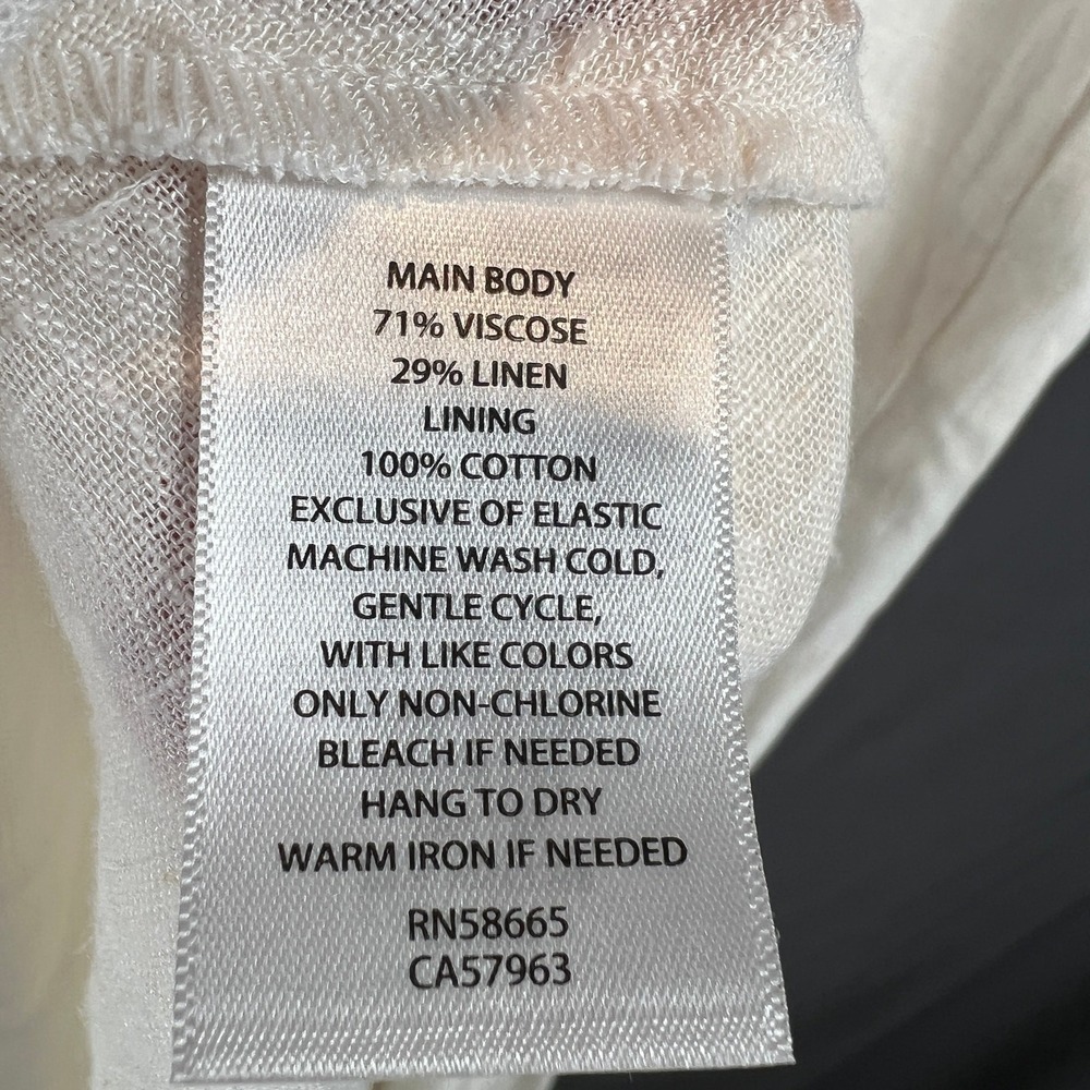 Chelsea28 Smocked Tiered Maxi Dress‎ Womens L Linen Blend White Milkmaid NWT - Picture 7 of 11